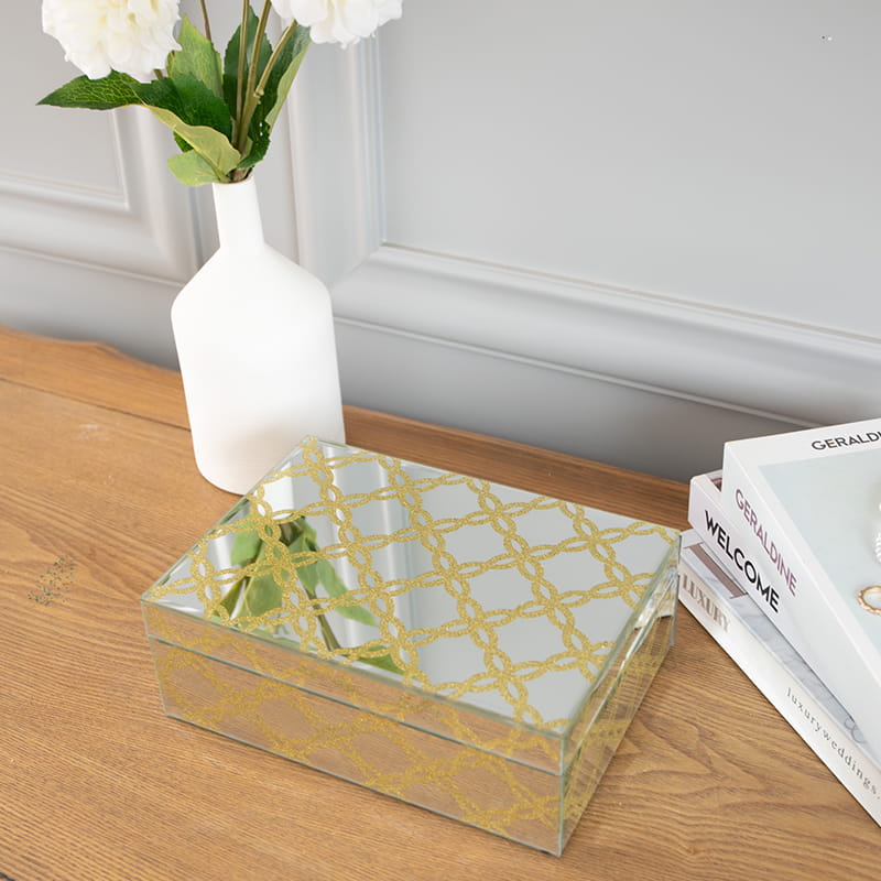 Cutie de bijuterii oglinda din sticla cu