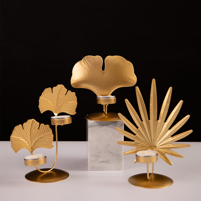 Suport pentru lumânări din metal în formă de frunze diferite, pentru decorațiuni de nuntă, petreceri sau decor de zi cu zi