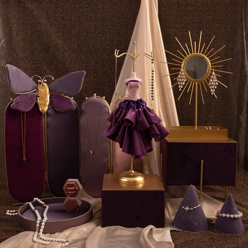 Design nou, modă, mov, bijuterii, manechin, set organizator, set de suport de afișare pentru bijuterii, pentru colier, cercei, brățară