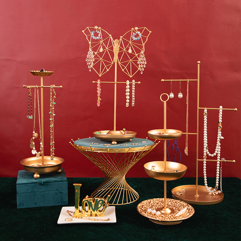 Suport de depozitare artizanat rafinat din metal pentru decorarea casei, stand de prezentare pentru bijuterii