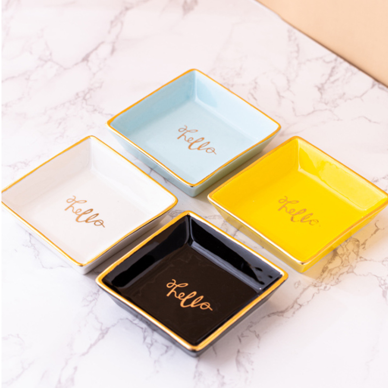 Inel din ceramică Tavă decorativă pentru bijuterii pătrată din ceramică Suport pentru bijuterii